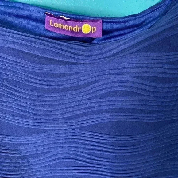 LemonDrop Royal Blue Fitted Bodycon Off Shoulder Mini Dress - Picture 2 of 5